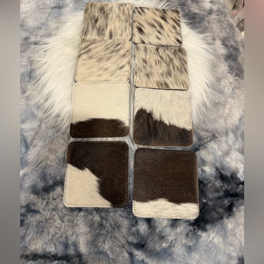 Set of 8pcs cowhide Coasters for Drinks, Glass & Cups Stain Protection